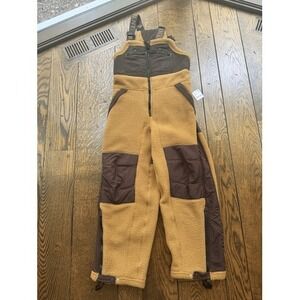 Free People FP Movement Hit the Slopes Fleece Overalls Camel Combo Sz Small NWT